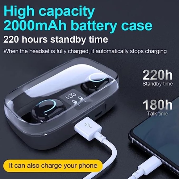 Wireless Headphones- Bluetooth In Ear-Waterproof-Battery Case Charger 5.3 Chip - Picture 5 of 7